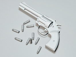 Revolver and bullets 3d model preview