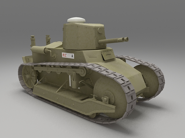 Fiat 3000 tank 3d rendering