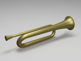 Brass horn instrument 3d model preview