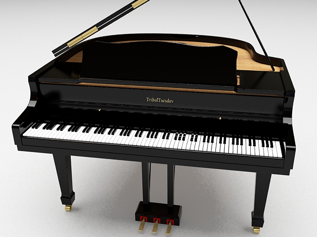 Black grand piano 3d model 3D Studio,3ds Max files free download