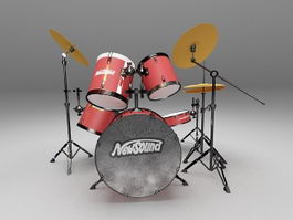 Drum set with cymbals 3d preview