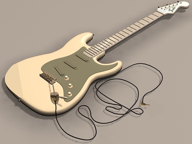 Vintage electric guitar 3d rendering