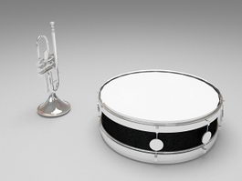 Trumpet and drum 3d model preview