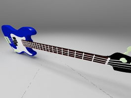 Blue jazz bass guitar 3d model preview