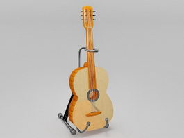 Guitar on stand 3d model preview