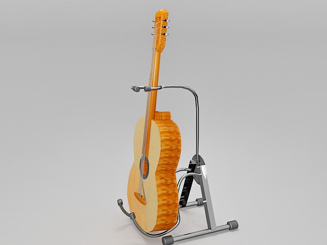 Guitar on stand 3d rendering