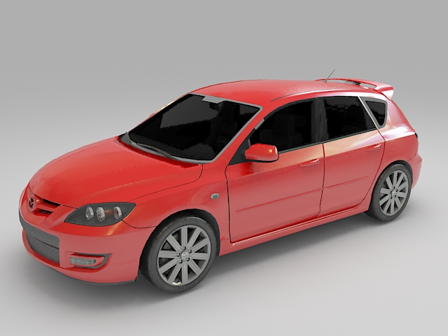 Mazda 3 hatchback 3d rendering