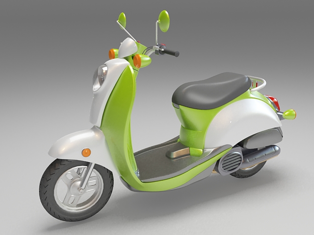 Green moped motor scooter 3d rendering