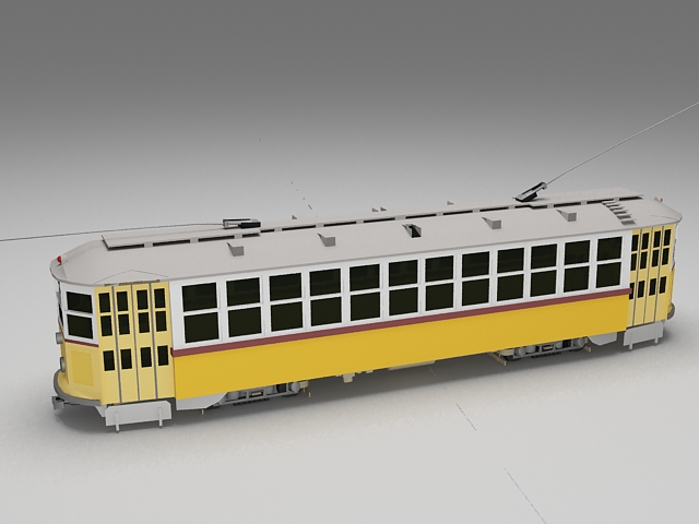Electric tram trolley 3d rendering