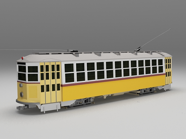 Electric tram trolley 3d rendering