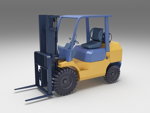Forklift truck 3d rendering