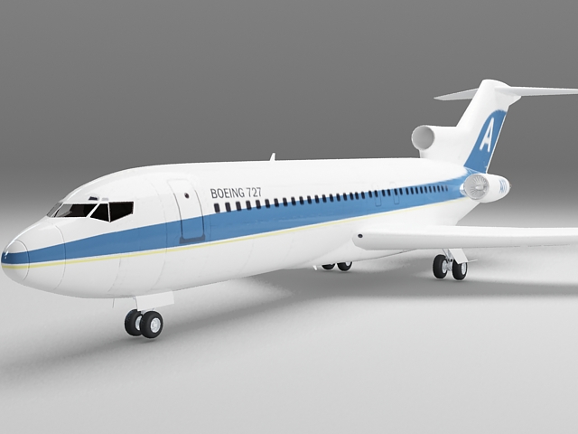 Boeing 727 aircraft 3d rendering