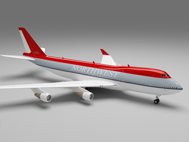 Northwest Airlines Plane 3d rendering