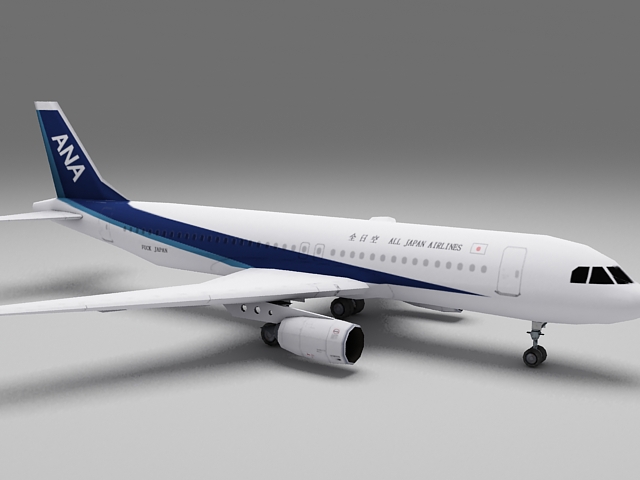 Japan Airlines Airbus A320 3d rendering