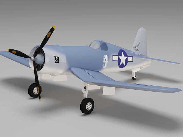 WW2 F4U-1 Corsair fighter aircraft 3d rendering