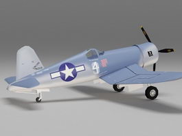 WW2 F4U-1 Corsair fighter aircraft 3d model preview