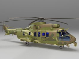 Military troop transport helicopter 3d model preview
