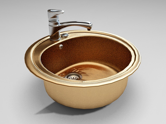 Round kitchen sink 3d rendering
