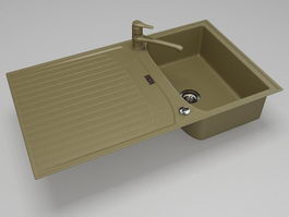 Kitchen sink with faucet 3d model preview