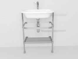 Wall mounted basin with stand 3d preview