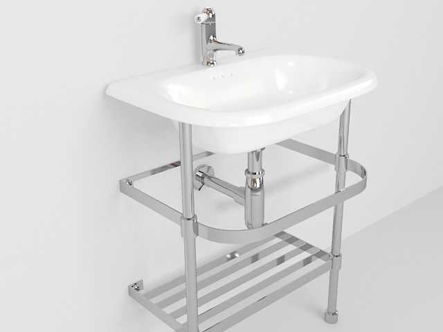 Wall mounted basin with stand 3d rendering