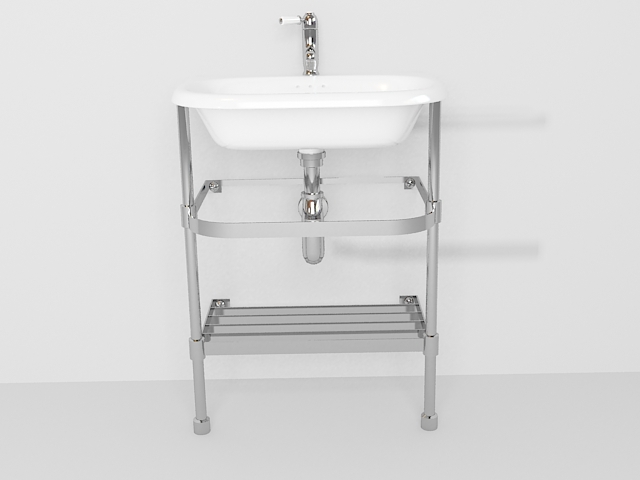 Wall mounted basin with stand 3d rendering