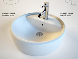 Semi-Recessed vessel sink 3d model preview