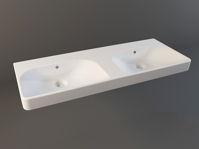 Countertop double sink 3d rendering