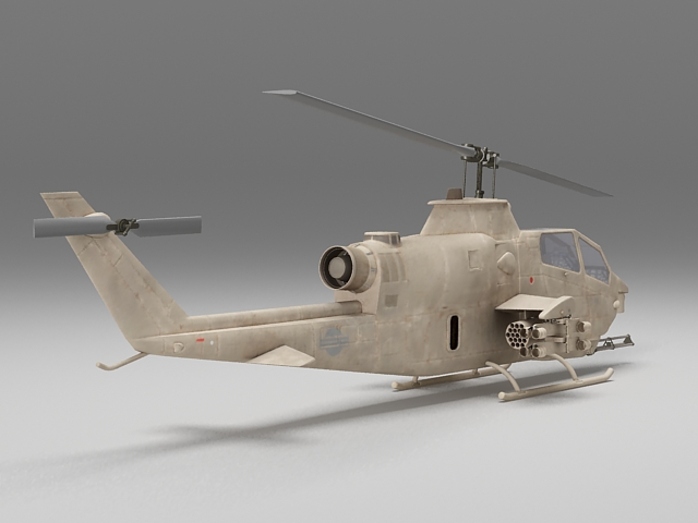Cobra gunship helicopter 3d rendering