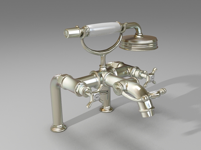 Rim-mounted bath mixer 3d rendering