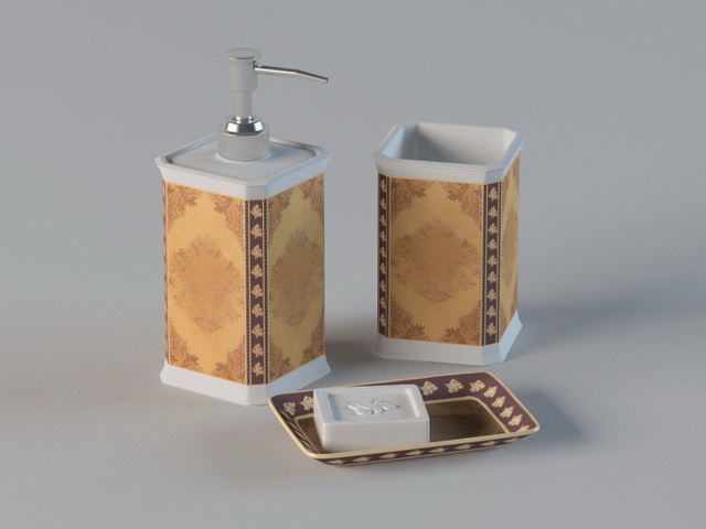 3 Piece Bathroom Accessory Set 3d rendering