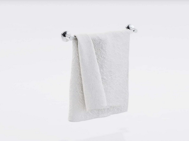Towel bar with towel 3d rendering