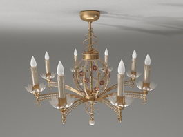 Antique brass candle chandelier 3d preview