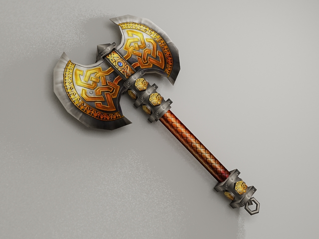 Fantasy battle axe low poly 3d model 3ds Max files free download