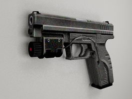 Pistol with laser 3d model preview