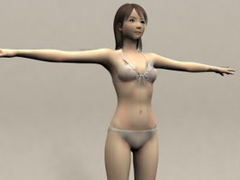 Bikini Asian girl 3d model preview