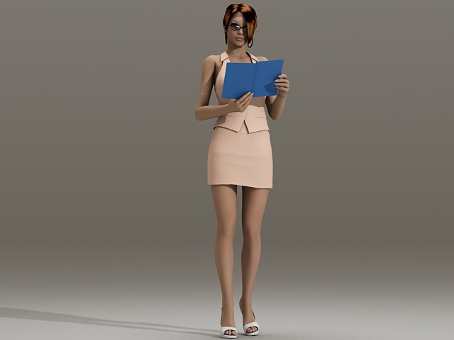 Sexy secretary 3d rendering