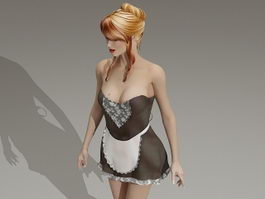Sexy Blonde Maid 3d model preview