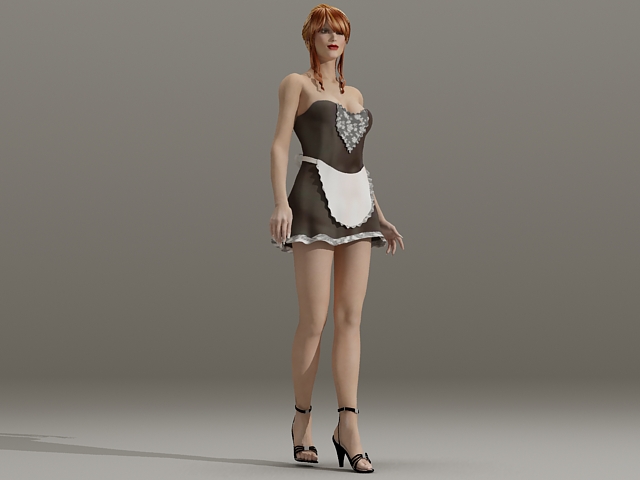 Sexy Blonde Maid 3d rendering