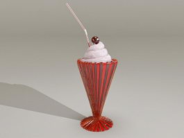 Ice Cream Soda with Straw 3d model preview