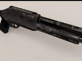 Assault shotgun low poly 3d model preview