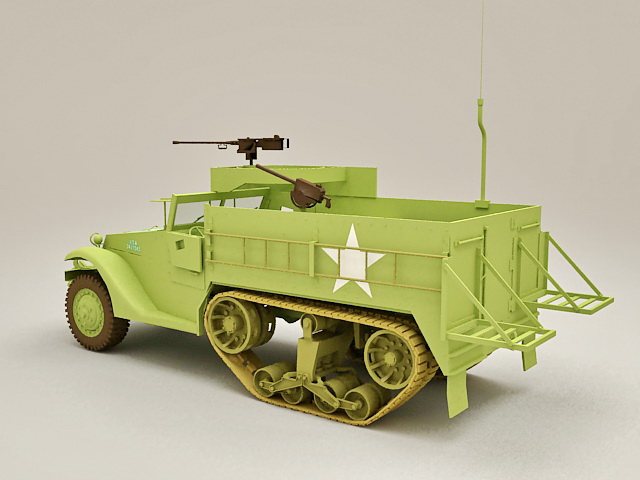 M3 Half-track personnel carrier 3d rendering