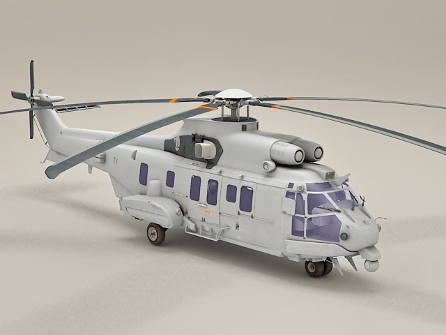 Eurocopter AS332 Super Puma 3d rendering