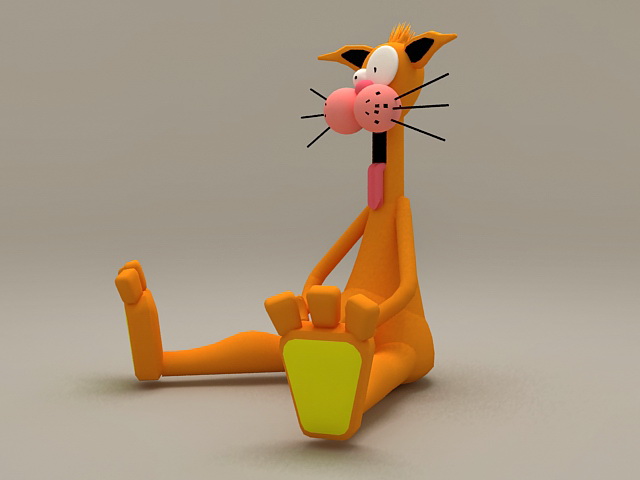 Surprised cat cartoon 3d rendering