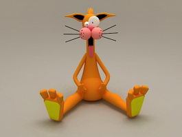 Surprised cat cartoon 3d model preview