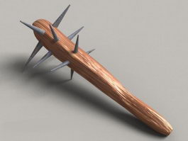 Spiked Wooden Club Weapon 3d model preview