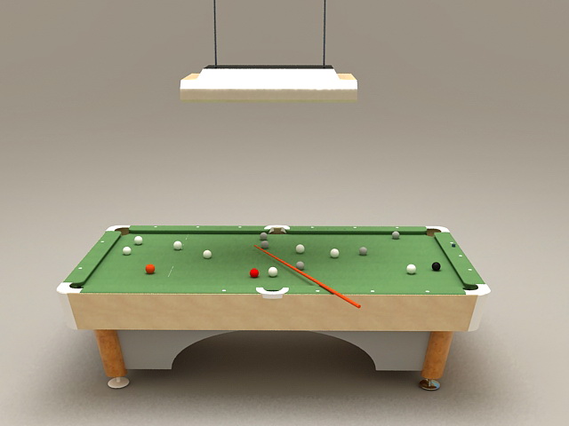 Billiard table and lights 3d rendering