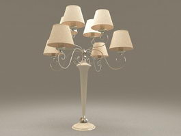 8-Arm brass chandelier table lamp 3d model preview