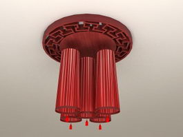 Asian style ceiling light 3d model preview