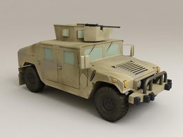 Military Humvee with Turret 3d model preview